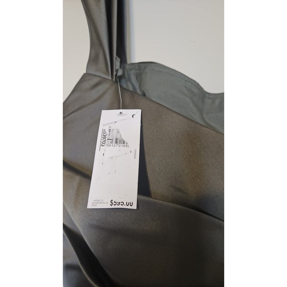 AmSale Satin Evening Gown Gray Draped Bodice Formal Dress Size 14 NWT - Picture 5 of 7